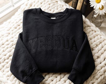 Embroidered Vintage Yeshua Jesus Sweatshirt : Trendy Oversized Christian Shirt For Men and Women