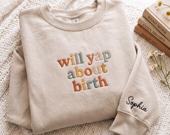 Embroidered Birthworker Sweatshirt, Rainbow Labor Nurse Tee, Midwife Gift Shirt Gift