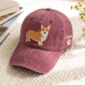 Cappellino da baseball con ricamo Corgi, regalo per amanti dei cani, cappellino da papà in cotone lavato