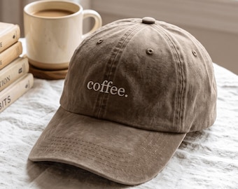 Embroidered Coffee Lover Hat: Washed Cotton Cap for Women (100% Cotton)