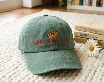 Embroidered Hot Dog Hat, Bad Day Hot Dog Cap, Funny Graphic Dad Hat