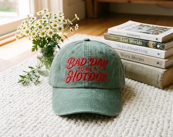 Bad Day To Be a Hot Dog Embroidered Hat, Baseball hat, Summer hat, Funny trendy hat Fourth of July hat, 4th of July Cap