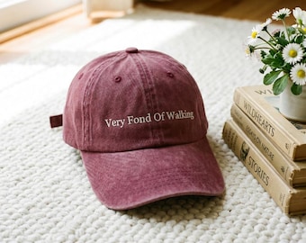 Embroidered Pride and Prejudice Walking Quote Baseball Cap, Light Academia Book Merch