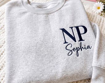 Personalized NP Nurse Embroidered Sweatshirt, Custom NP Nurse Sweatshirt, Nurse Practitioner Crewneck, Np Shirts