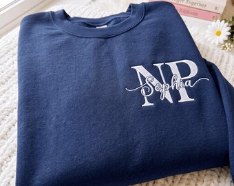 Personalized NP Nurse Embroidered Sweatshirt, Custom NP Nurse Sweatshirt, Nurse Practitioner Crewneck, Np Shirts