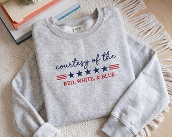 Embroidered Independence Day Sweatshirt Crewneck, Vintage Patriotic Sweatshirt, USA America Sweatshirt, 4th Of July Gift