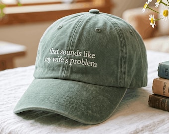 Embroidered Husband Hat, Sarcastic Marriage Gift, Cotton Dad Cap