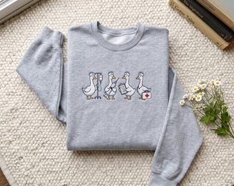 Embroidered Silly Goose Nurse Sweatshirt, Medical Student Nurse Hoodie, Doctor Vet Tech Crewneck, Healthcare Worker Gift shirt