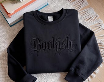 Embroidered Bookish Heavy Metal Sweatshirt, Reader Book Club Apparel