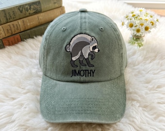 Embroidered Jimothy Raccoon Cap, Seattle Short Spine Animal Lover Hat