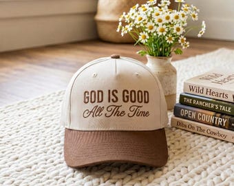 Chapeau chrétien brodé : Dieu est bon, casquette de baseball bicolore