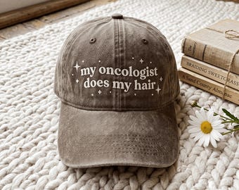 Embroidered Oncologist Hair Cancer Awareness Hat, Chemo Support Cap