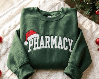 Embroidered Pharmacy Sweatshirt, Halloween Pharmacist Gift Crewneck Shirt Gift Chrismast