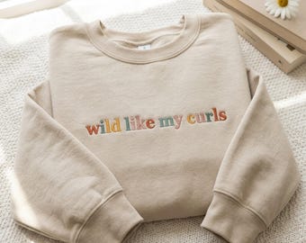 Embroidered Wild Like My Curls Sweatshirt: Retro Toddler & Youth Gift