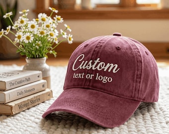 Custom Embroidered Hat Cap : Personalized Text & Logo Gift