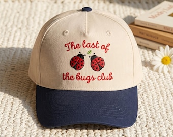 Embroidered Minimalist Ladybug Club Hat, Cute Bug Embroidered Cap, Lucky Ladybug Baseball Hat, Nature Lover Gift, Garden Aesthetic Hat