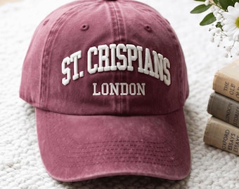 Embroidered Washed Baseball Cap: St. Crispians London 3D PUFF Embroidery Hat Gift