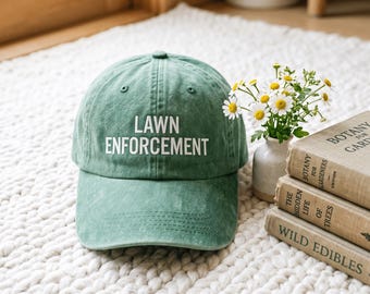 Embroidered Lawn Enforcement Dad Hat, Adjustable Cotton Baseball Cap