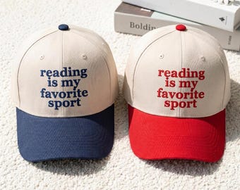 Embroidered reading is my favorite sport hat, Bookish hat, Book Reader Gift, English Teacher Gift, Bookworm hat, Librarian hat,Booklover Cap