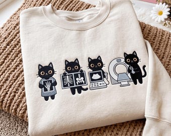 Embroidered Radiology Cat Sweatshirt , Rad Tech Radiologist Shirt Gift