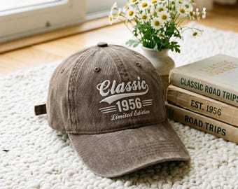 Embroidered 70th Birthday Hat Born in 1956 Cap, Classic Car Limited Edition Hat for Men Gift Hat Cap