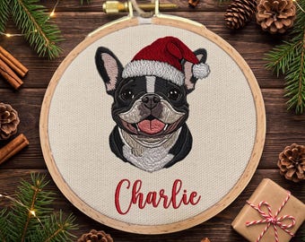 Personalized Embroidered Pet Portrait Ornament, Custom Dog Christmas Gift