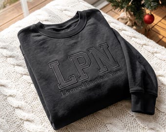 Embroidered Licensed Practical Nurse Sweatshirt, Blue Toile LPN TShirt, Nurse Gift, Medical Professional Tee, Nursing Apparel, LPN Shirt