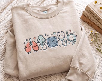 Embroidered Respiratory Therapist Doodle Sweatshirt, RRT Gift for Pulmonary Nurse