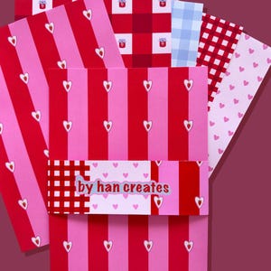 Journal Pattern Paper | Strawberry Jam Scrapbooking | Junk Journal Supplies | Scrapbook Pages | 5 Pack