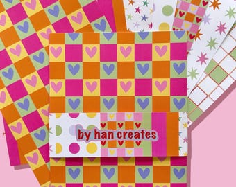 Journal Pattern Paper | whimsy Scrapbooking | Junk Journal Supplies | Scrapbook Pages | 7 Pack