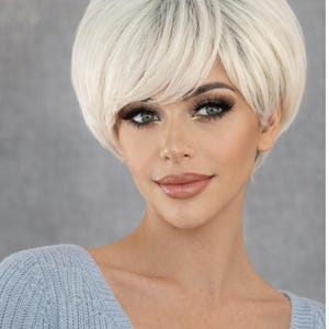 Platinum Blonde Pixie Wig | Short Synthetic Wig for Women | Layered Pixie Cut Wig | Natural Looking Short Wig | Lightweight Breathable Wig