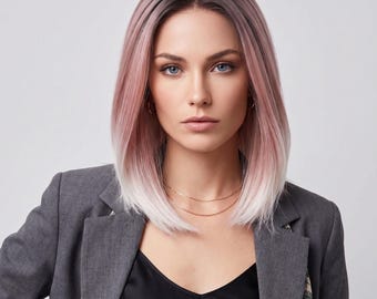 Parrucca con Radici Scure | Parrucca Lace Front HD Invisibile | Riga Realistica in Monofilamento | Parrucca Sintetica Premium Liscio