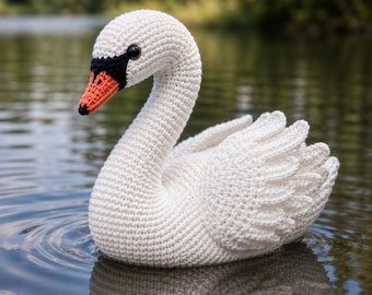 White Swan Crochet Pattern PDF, Elegant Amigurumi Plush Tutorial (Digital Download)