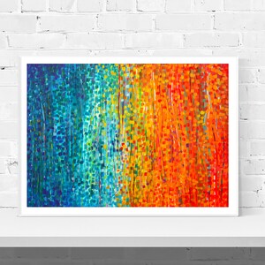 Turquoise & Orange Abstract Wall Art Print 'fiesta' Orange And Blue Impressionist Art Print Modern Abstract Art Print By Louise Mead image 1