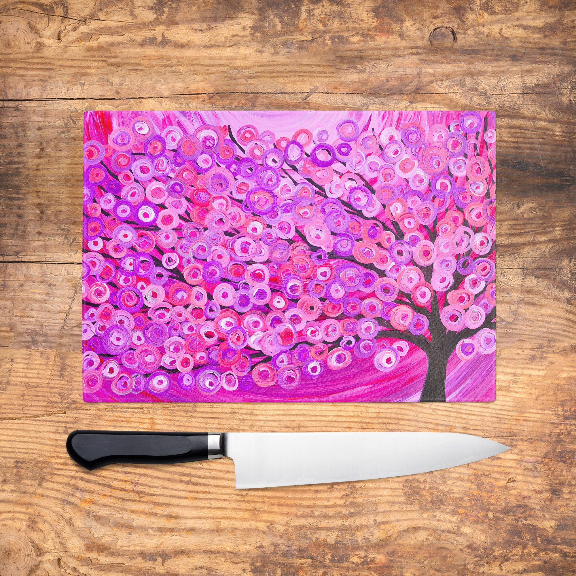 Neon Pink Black Purple Glass Chopping Board Kitchen Worktop Saver Protector