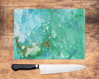 Green Glass Chopping Board - Jade Green Worktop Saver, Large Cutting Board, Kitchen Gift, Kitchen Accessories, Mint Green, Pastel Green