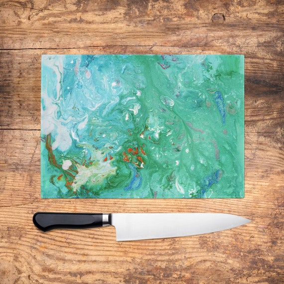 Green Glass Chopping Board Jade Green Worktop Saver, Large Cutting Board,  Kitchen Gift, Kitchen Accessories, Mint Green, Pastel Green 