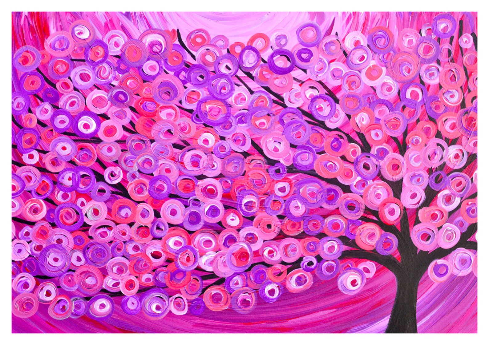 Pink Tree Abstract Pink Abstract Tree Art Print Cerise Magenta Purple & - Etsy UK