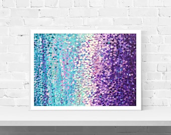 Giclee Print - Winter Garden  - Giclee Print of Abstract Acrylic Painting on Canvas - Turquoise and Purple by Louise Mead