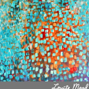 Giclee Print Come Inside Print of Original Abstract Painting Red, Turquoise, Orange, Gold, Yellow by Louise Mead image 2