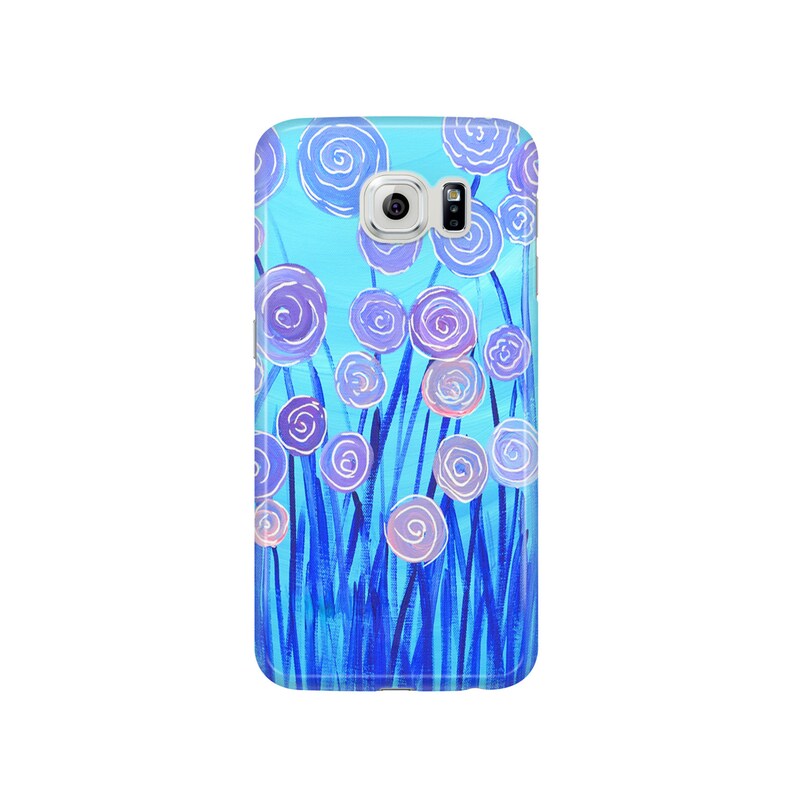Blue & Lilac Flowers Samsung Phone Case Unique Abstract Etsy UK