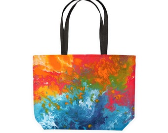 Orange & Blue Tote Bag - Incalescence Shopping Tote Bag - Reusable Shopper - Eco Friendly Tote Bag, Large Shopping Tote, Christmas Gift