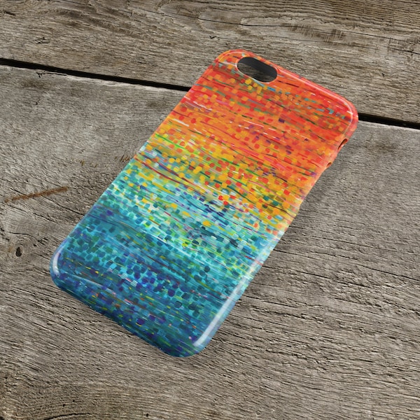 Fiesta Orange & Teal iPhone Case - Orange, Turquoise, and Blue Art Case for iPhones iPhone 5/6/7/8/, Plus, +, S, Protective Tough Case