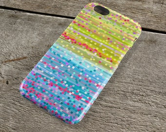 Lilac & Green iPhone Case - Impressionist, Dot Art, 5/S/SE, 6/S, 6/6S Plus, 7, 7 Plus, 8, 8 Plus, X, xr, XS, XS Max