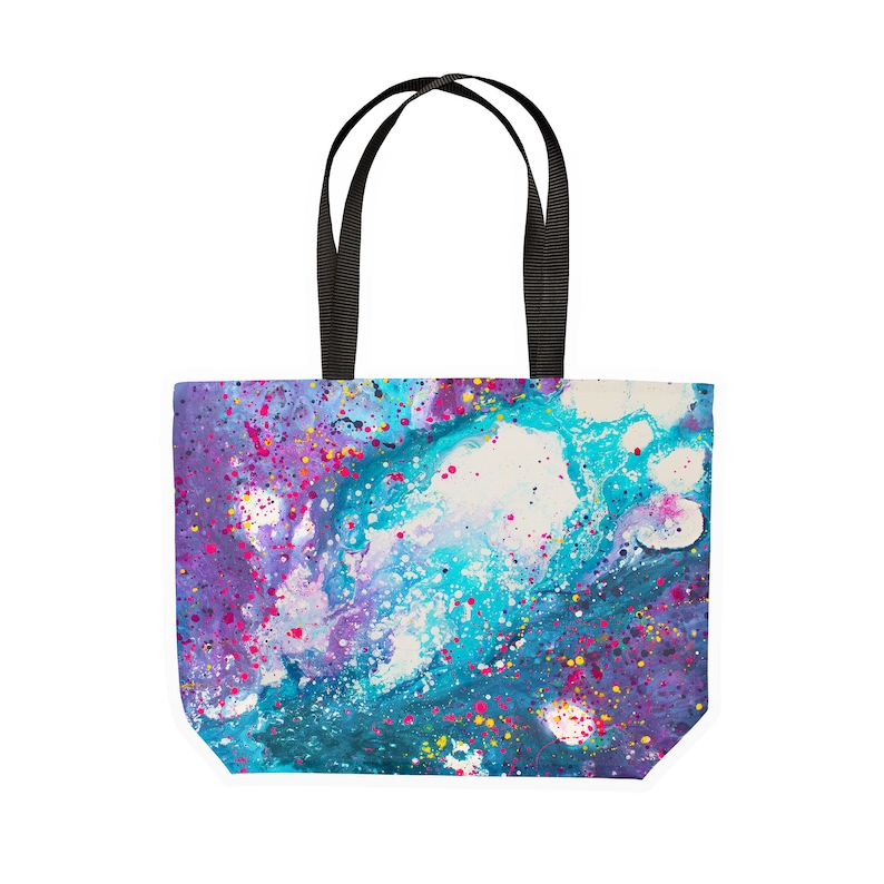 Stardust Purple /& Turquoise Large Canvas Shopping Tote Bag Cosmic Space Inspired Abstract Art Large Eco Friendly Sturdy Canvas Tote Bag