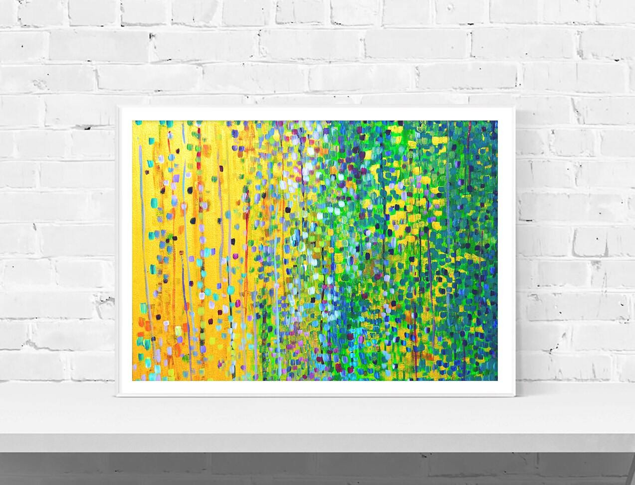 Yellow & Green Abstract Wall Art Print - 'we Plough The Fields' - Giclee Print Of Original Abstract Impressionist Painting By Louise Mead
