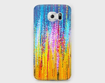 Blue and Yellow Samsung Phone Case - Blue & Yellow Unique Abstract Art Case for Samsung Phones - Samsung Galaxy S6, S7, S8, Edge