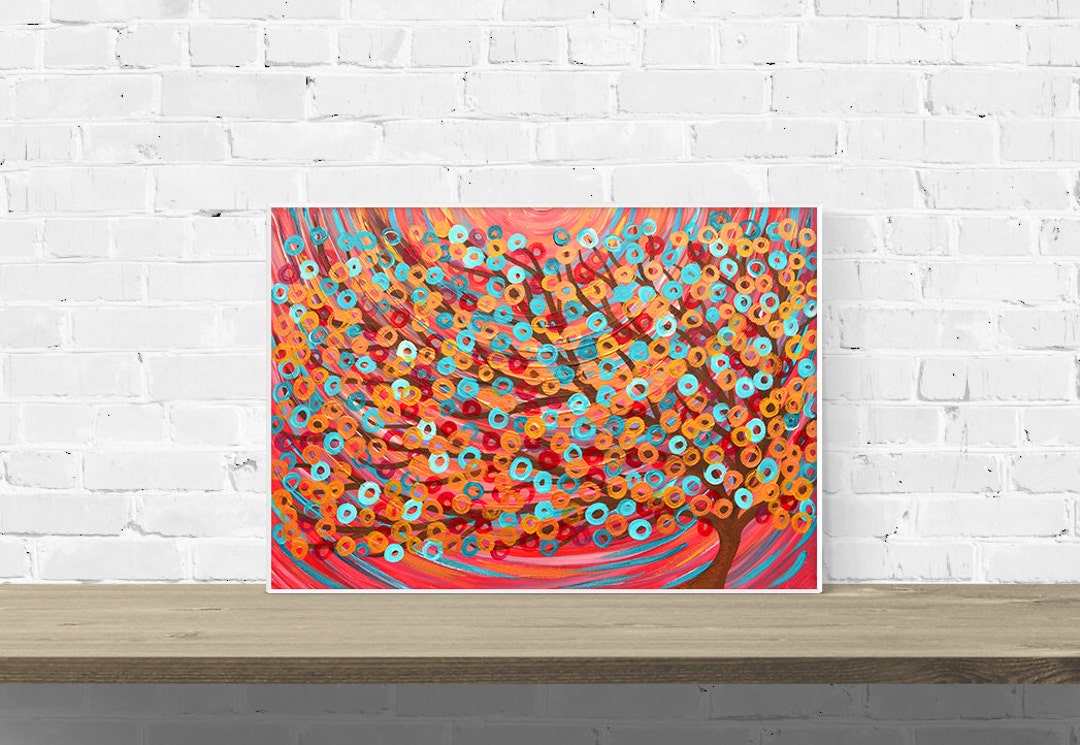 Red Wall Art Print Red Abstract Tree Wall Art Print Giclee Fine Art Print of Red Abstract Tree