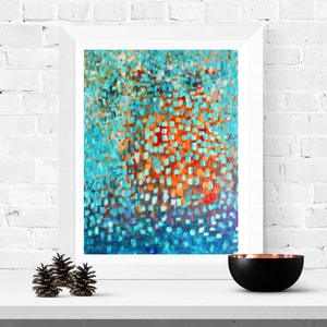 Giclee Print Come Inside Print of Original Abstract Painting Red, Turquoise, Orange, Gold, Yellow by Louise Mead image 1