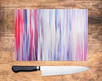 Candy Stripes Glass Chopping Board - Striped Worktop Saver, Platter, Large Cutting Board, Kitchen Gift, Kitchen Accessories